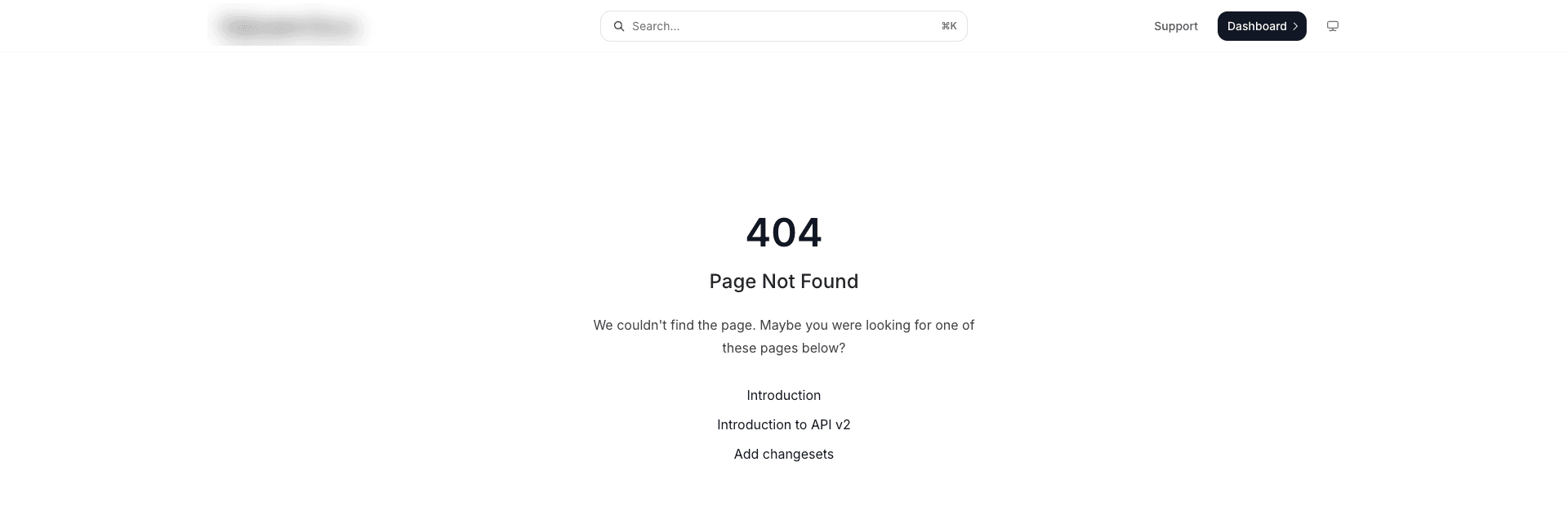 A 404 Page Not Found screen opened from a footer link